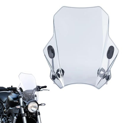 Motorcycle Universal Windshield 16.7” Windscreen Compatible with Yamaha Harley Honda Kawasaki Suzuki BMW Vulcan Cruiser Wind Deflector with 7/8" 1" 1 1/8" Handlebars, Smoke - color: Smoke