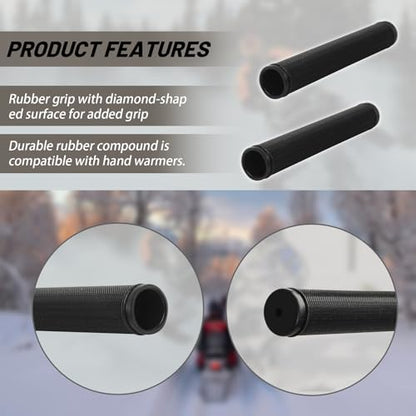 7" Snowmobile Handlebar Grips Compatible with 7/8'' Handlebars-Cat Polaris Skidoo Ultra Tacky Diamond Grip Surface is Soft and Comfortable - color: Black
