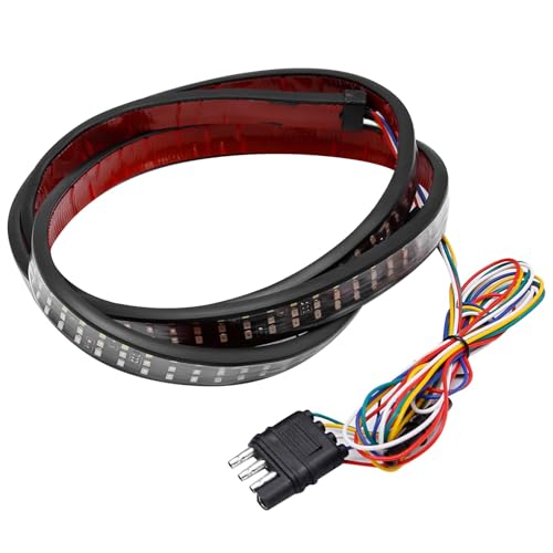 Saihisday 48" Truck Tailgate Strip Light Bar, Triple Row LED Truck Tail Light Strip, Universal Fit for Most Truck Tailgates-Red Brake/White Reverse/Yellow Turn Signals, Sequential & Strobe Effects - size: 48Inch