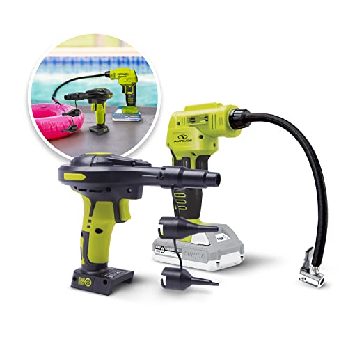 Sun Joe 24V-AJC-AJV-LTE 24V IONMAX High Volume Inflator & Portable Air Compressor Kit, w/ 2.0-Ah Battery + Charger, Storage Bag, 3 Inflation Adapters, and Nozzle Pin Attachments - style: Inflator + Compressor Kit (w/ 2.0-Ah Battery + Charger)