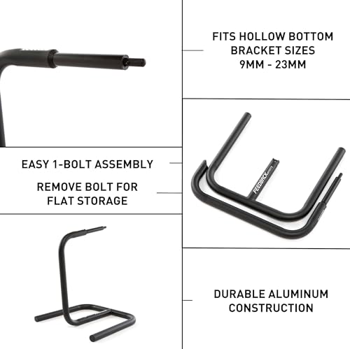 Feedback Sports | Scorpion Moto-Style Portable Bike Stand | Bottom Bracket Crankarm Support For Road, MTB, Cyclocross, E-Bike | 2 Piece | Black