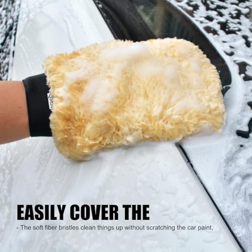 QMX™3-Pack Ultra-Soft Microfiber Car Wash Mitts Scratch-Free Double-Sided Wash & Wax Mitt for Safe Detailing and Paint Care - color: Car Wash Gloves 3p