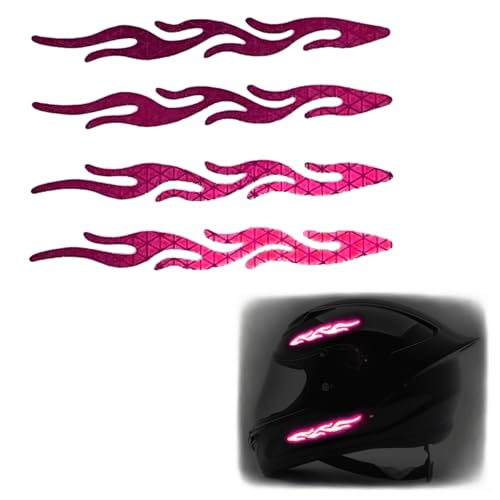 customTAYLOR33 High-Intensity Grade Premium Reflective Tribal Flame Helmet Decals, Motorcycle Safety Sticker Decals (Special Edition Hot Pink) - color: Special Edition Hot Pink