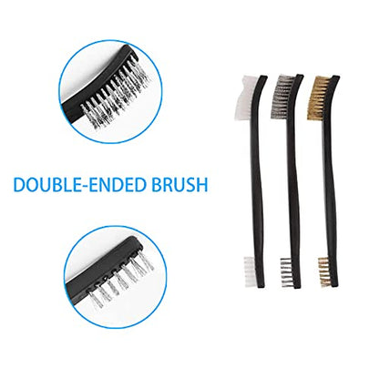 9pcs Wire Brush Set, Rust Paint Metal Cleaner, Cleaning Welding Slag and Rust, Handy Steel/Nylon/Brass Brush Set Suitable for Cleaning Welding Slag and Rust
