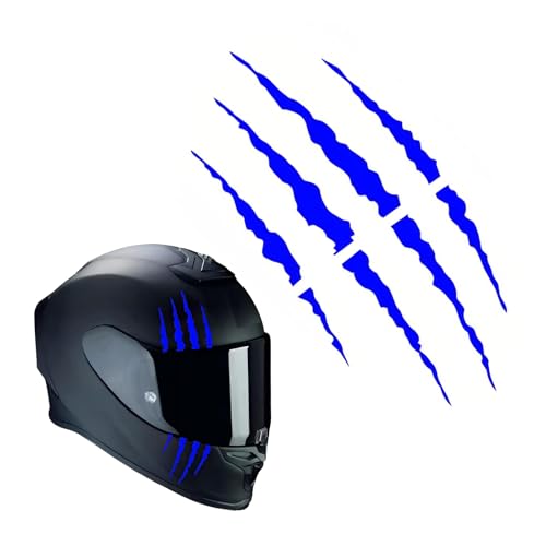1 Set Motorcycle Helmet Stickers, Claw Scratch Design, Waterproof Reflective Decals for DIY Decoration, Universal for Most Helmets, Vehicles, Laptops (Blue) - color: Blue