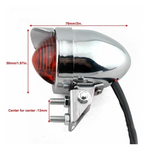 Motorcycle Rear Light Universal Motorcycle Stop Rear Light Aluminum Housing For Scooter Visor Tail Lamp Indicator Rears Tails Lights(Black)