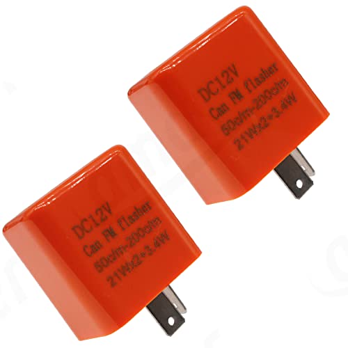 12V 2Pin Flasher Relay Speed Adjustable Indicators LED Light Flasher for Motorcycle LED Indicators Turn Signal Light (Orange-2pcs) - color: Orange-2pcs