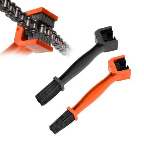 Yourkar 2 PCS Bike or Motorcycle Chain Washer, Motorcycle Chain Gear Dirt Clean Brushes, Universal Bicycle Chain Dirt Remover Washing Tool for Mountain Bike Motorcycle (Black+Orange) - color: Black+orange