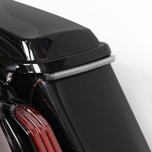 TCT-MOTORPARTS 5" Stretched Saddlebags w/LED Run Brake Turn Signal Lights Fit For Harley Touring 2014-2025 Road King Street Glide Electra Glide - color: Stretched Vivid Black w/Light #1