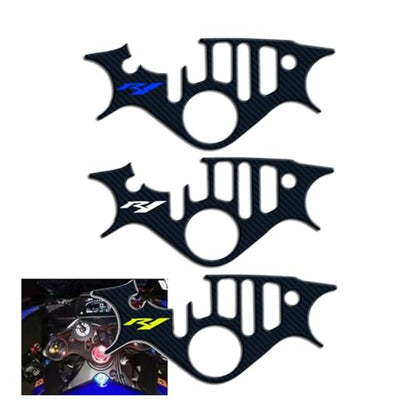 HRTLSS Tank Pad Protector Motorcycle Decals Triple Tree Clamp Upper Front End Handlebar Cover Pad Stickers for Y&AMAHA YZF-R1 YZF1000 2015-2020, A Blue
