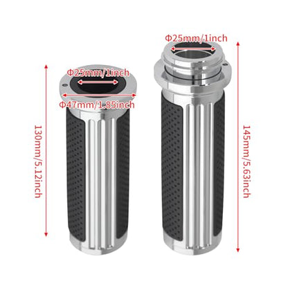 1" Electronic Throttle Defiance Handlebar Grips 25mm Hand Grips Fit for Harley Touring Street Glide Road King Road Glide Electra Glide - color: #1 Chrome