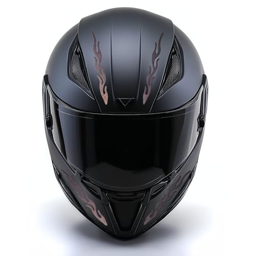customTAYLOR33 High-Intensity Grade Premium Reflective Tribal Flame Helmet Decals, Motorcycle Safety Sticker Decals (Black) - color: Black