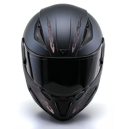 customTAYLOR33 High-Intensity Grade Premium Reflective Tribal Flame Helmet Decals, Motorcycle Safety Sticker Decals (Black) - color: Black