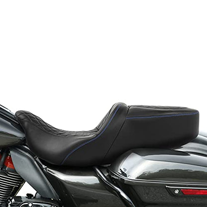 Hammock Rider Seat, SLMOTO Motorcycle Drive Passenger Seat, Motorcycle Cushion Fit For Harley Street Glide FLHX Road King 2009-2023 Road King Special FLHRXS 2017-2023 Ultra Limited FLHTK 2014-2025 - color: A Style Red