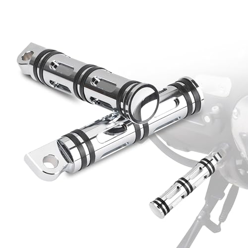 Goldfire Motorcycle Foot Pegs Front & Rear Footpegs 1 Pair Slim CNC Cut Foot Rests Compatibility For Harley Sportster, Dyna, Road King (Chrome) - color: Chrome