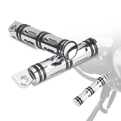 Goldfire Motorcycle Foot Pegs Front & Rear Footpegs 1 Pair Slim CNC Cut Foot Rests Compatibility For Harley Sportster, Dyna, Road King (Chrome) - color: Chrome