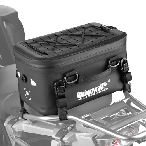 Rhinowalk 36L Waterproof Motorcycle Tail Bag Combo - Hard Shell Top Case with 22L Shockproof Camera Insert for DSLR/Drone Gear - Modular Photography & Travel Luggage (16L Tail Bag)