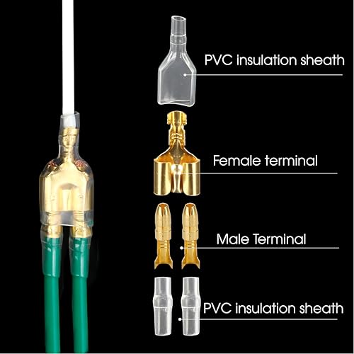 50 Sets Double Spade Connector 2 to 1 Motorcycle Wire Splice - for 4mm Bullet Crimp Terminal Heat Shrink Butt Diameter Male Female 1:2 Transparent Sheath with Sleeve, Electrical Connecting Tool