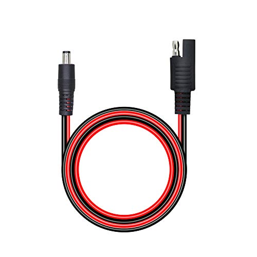 CERRXIAN 60cm 14AWG DC 5.5mm x 2.1mm Male to SAE 2 Pin Quick Disconnect Wire Harness Extension Cable for Portable Powers, Motorcycle Solar Panel Charger (M Black) - color: Male Black&Red