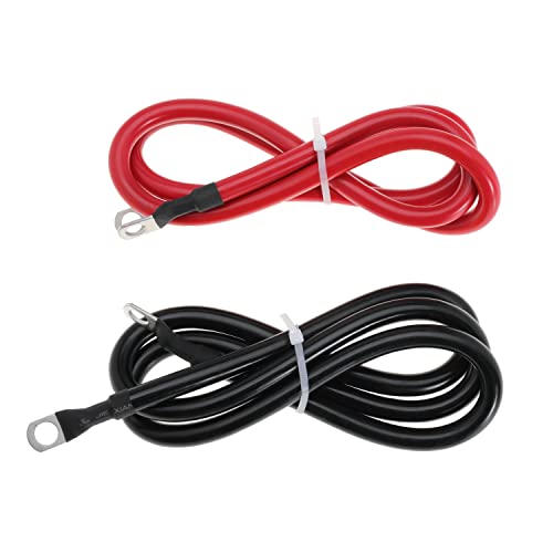 4 AWG Battery Cable 4AWG Gauge Pure Copper Battery Inverter Cables with 3/8 in Lugs Both Ends Power Inverter Wire Set for Automotive Solar Marine Boat RV Car Motorcycle Red and Black (4FT) - size: 4ft