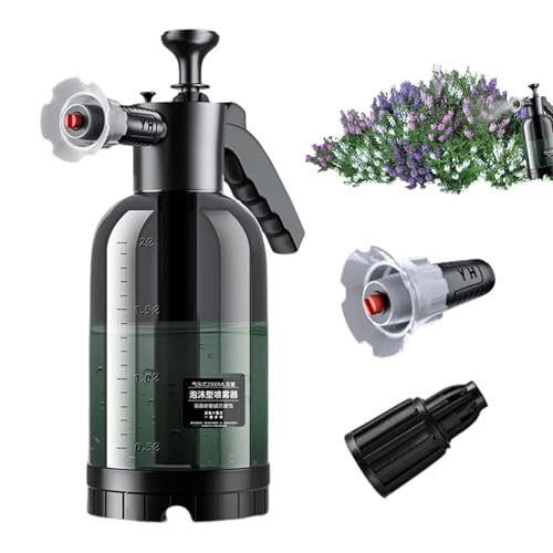 Pump Foam Sprayer Hand Pressure, 2L Snow Foam Sprayer - Car Wash Manual F-oam Bottle Soap S-prayer for Lawn Garden Cleaning Car Detailing & Washing,60° Wide Spraying Nozzles Pressure Washer Attachment - color: O-rdinary foam spray can