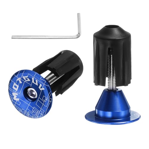 HARFINGTON Bike Handlebar End Plugs Aluminum Bar End Caps 16-21mm Adjustment Expanding Locking with Tool for MTB Road BMX Fixed Gear Bike, Blue - color: Blue