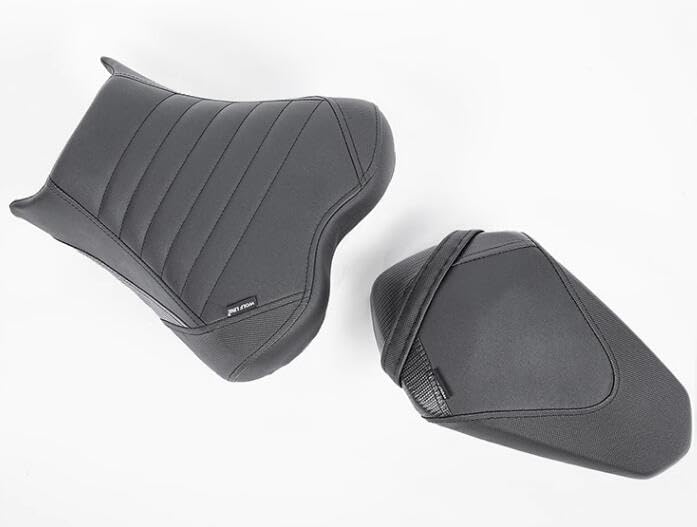 Upgrade Soft PU leather Front Driver Rider Seat Passenger Pillion Seat Cushion Comfortable compatible with Kawasaki ninja 400 Z400 Z-400 Accessories 2018-2024 (Front+Rear Seat-Black) - color: Front+Rear Seat-Black