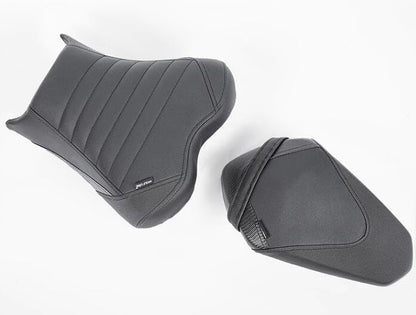 Upgrade Soft PU leather Front Driver Rider Seat Passenger Pillion Seat Cushion Comfortable compatible with Kawasaki ninja 400 Z400 Z-400 Accessories 2018-2024 (Front+Rear Seat-Black) - color: Front+Rear Seat-Black