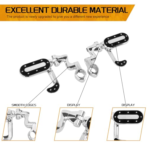 Motorcycle Highway Pegs with Flip-out Heel Rests Fit for Harley Touring Road Glide Street Glide Road King Electra Glide Sportster, Highway 1.25" Engine Guard Foot Pegs Chrome - color: Chrome