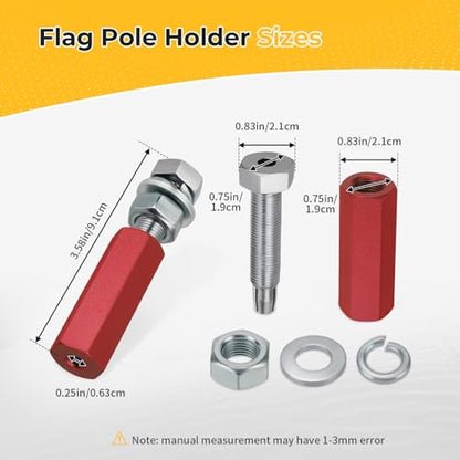M MATI 2Pcs Quick Release Flag Pole Holder Red Hold 1/4'' Flag Poles for ATV UTV Motorcycle Dirt Bike All Year - color: Red