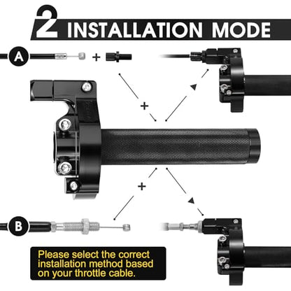 Throttle Grip Throttle Cable Motorcycle 22mm Universal CNC Aluminum Accelerator Throttle Twist Grips Handlebars for KLX CR CRF EXC XR TTR CB SSR ATV Dirt Bike Pit Bike - color: Style-B-Black