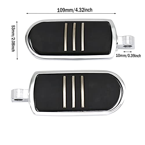 Streamliner Footpegs Foot Rest Compatible with Harley Touring Street Glide Road King Road Glide Electra Glide Sportster Dyna Softail 10mm (StyleA#Chrome) - color: Style A#Chrome
