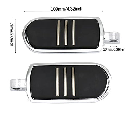 Streamliner Footpegs Foot Rest Compatible with Harley Touring Street Glide Road King Road Glide Electra Glide Sportster Dyna Softail 10mm (StyleA#Chrome) - color: Style A#Chrome