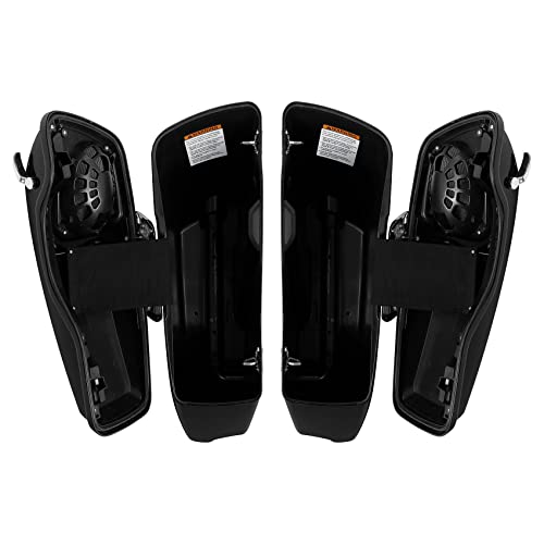 HR3 Vivid Black (Pinstripe) 4" Stretched Hard Saddlebags w/Speaker Lids Compatible with 2015-2016 Road Glide Special FLTRXS Street Glide Special FLHXS (Replace for OEM) - color: Vivid Black (Pinstripe)