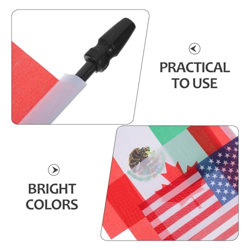 BESPORTBLE Adjustable Bike Flagpole Handlebar Mount for 0.63-0.98" Bar - 3 Sets Cycling Safety Flags USA Canada Mexico - Bicycle Motorcycle Riding Accessories