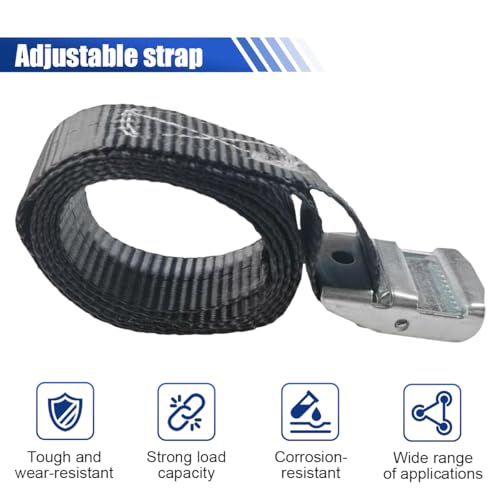 2PCS Lashing Straps with Cam Buckle, 1" x 3Ft Heavy Duty Safety Tie Down Strap, Adjustable Polyester Fiber Ratchet Cinch Strap for Motorcycle, Truck, Trailer, Cargo (1m) - size: 1m