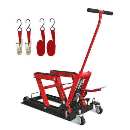 Hydraulic Motorcycle Lift Jack 1500 LBS, ATV Scissor Lift Table with Foot Pedal & 4 Casters, Heavy Duty Motorcycle Hoist Stand for Cruiser, ATV, UTV, Dirt Bike, Garage & Repair Shop