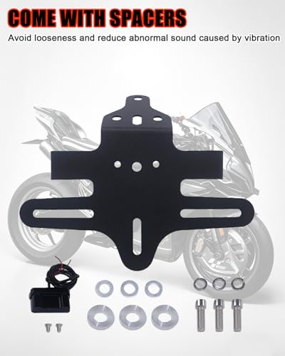 Tidy Tail Fender Eliminator License Plate Frame with LED Light Compatible with CFMOTO 450SS/450NK 2023 2024 2025,Aluminum Alloy,Laser Cutting,CFMOTO 450SS Accessories,CFMOTO 450NK Accessories