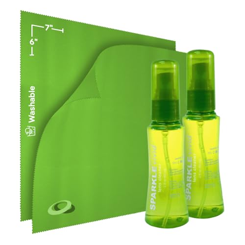 Sparkle Vivid Anti-Reflective Safe Lens Cleaner Spray Kit - (2) 2oz Glasses Cleaner Spray & (2) Microfiber Cloth for Eyeglasses, Sunglasses, Lenses, Screens and Camera Cleaning Kit (4 Piece Set) - style: Green | 2x2oz Lens Spray + 2 Microfiber Cloth