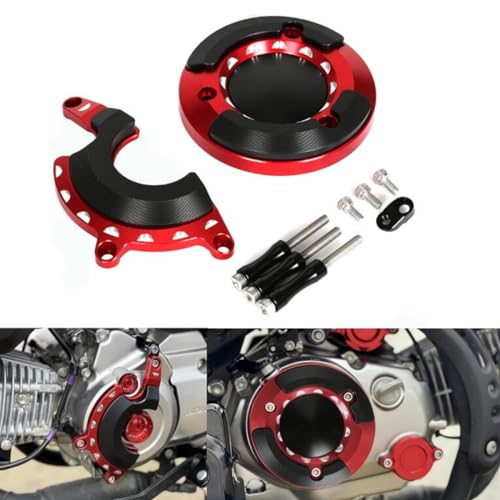 Monkey125 Left Right Engine Cover Protector Slider Compatible with Monkey 125 2022-2024 JB03 3D CNC Motorcycle Engine Crankcase Guard (Red) - color: Red