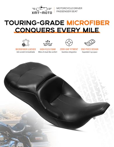 XMT-MOTO Driver Passenger Seat Cushion Fit for Harley Davidson Touring Electra Glide Classic 1997-2007 - style: Seat For Harley Touring '97-'07