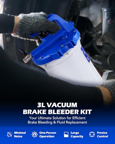 Orion Motor Tech 3L Vacuum Brake Bleeder Kit, Pneumatic Brake Fluid Bleeder Kit with 3.2 qt Brake Fluid Extractor 1L Refilling Bottle 18 Adapters, One Person Brake Bleed Fluid Pump Brake Bleeding Tool - size: 3L Standard Set