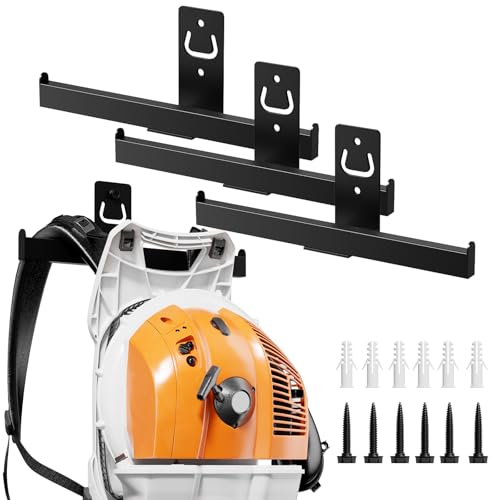 Backpack Leaf Blower Hanger, Backpack Sprayer Wall Mount,Heary Duty Chainsaw Blower Storage Organizer Holder for Garage Storage, Weed Eater Hanger, Lawn Care Accessories, 3 Packs - color: Black 3 Packs