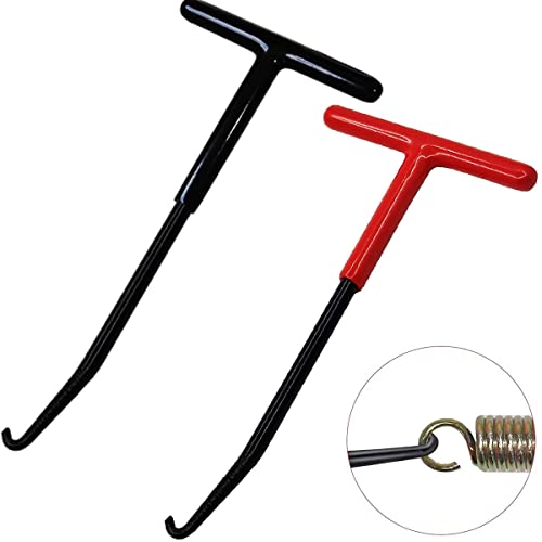 Motorcycle Exhaust Spring Hook, T Shaped Handle Exhaust Pipe Spring Puller Installer Hooks Tool with Rubber Coating for Motorcycle Vehicle Springs Removal, Installation, Adjustment (2pcs) - color: 2 Pcs -Red & Black)