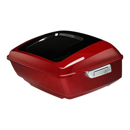 TCMT King Motorcycle Trunk Fit for Harley Touring 2014-2025 CVO Road King Road Glide Street Glide Electra Glide Ultra Limited Pack Billiard Red/Vivid Black - color: Billiard Red/Vivid Black(No Speaker Holes)
