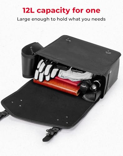 KEMIMOTO Motorcycle Saddlebags with/Turn signal Moving Backwards 24L Saddle Bags Motorcycle PU Leather Luggage Bags Compatible with Softail Sportster Dyna Models