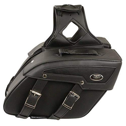Milwaukee Leather PVC 2-Strap Throw-Over Easy Zip off and off Motorcycle Saddlebags - Medium - color: SH65801ZB-BLACK, size: Medium
