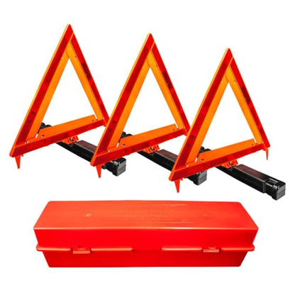 United Pacific 99251 Emergency Warning Triangle Kit (Set of 3 Triangles) w/Case, No Skid Rubber Feet, DOT FMVSS 125 – ONE Kit (Set of 3 Triangles w/Case)