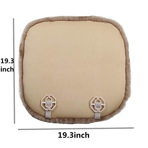 Authentic Sheepskin Car Seat Cushions,Soft Breathable Short Wool Auto Seat Covers Universal Fit for Cars,Chairs Sofa Comfortable and Anti-Slip Front(Light tan)