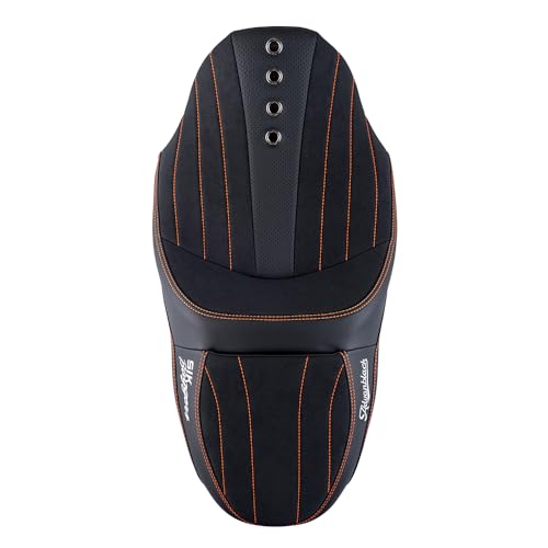 Advanblack SIK Baggers Touring Seat with Custom Stitching for 2009–2023 Harley Road Glide, Street Glide, Road King & Electra Glide，Gel-Lab Cushion, Synthetic Suede, No Backrest Slot (Orange Stitching) - color: Orange Stitching